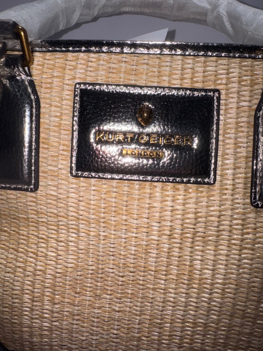 Kurt Geiger Chiswick Raffia Tote~NWT - Picture 2 of 8